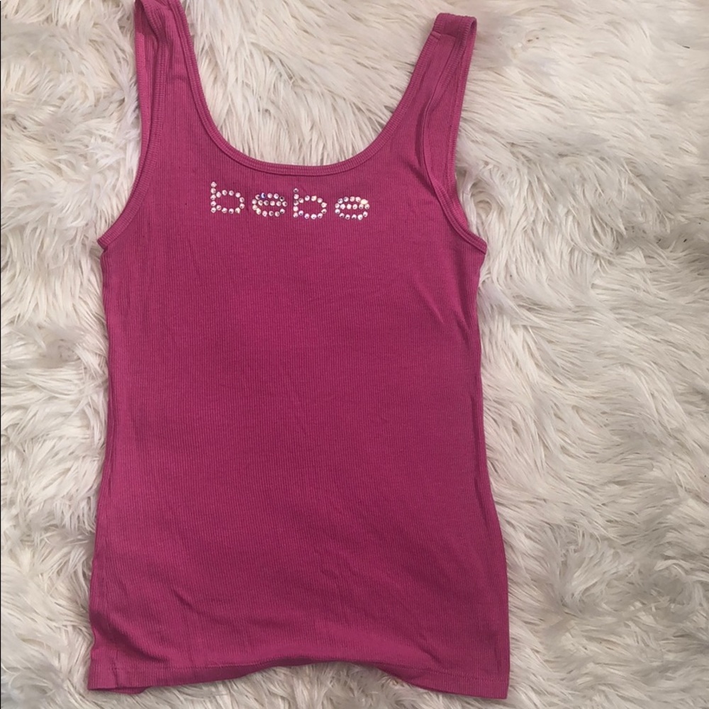 Bebe Pink Tank Top With Rhinestones 💕